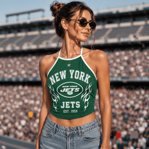 New York Jets NFL Women's Tie-Back Halter Tank Top