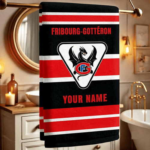 Fribourg_Gottéron National League Team Personalized Bath Towel Gift