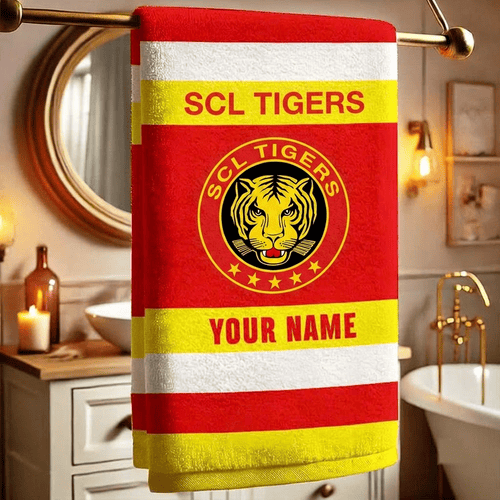 SCL Tigers National League Team Personalized Bath Towel Gift