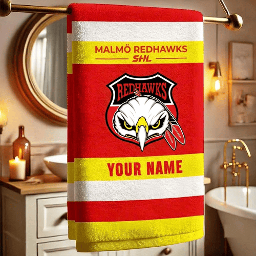 Malmö Redhawks SHL Team Personalized Bath Towel Gift