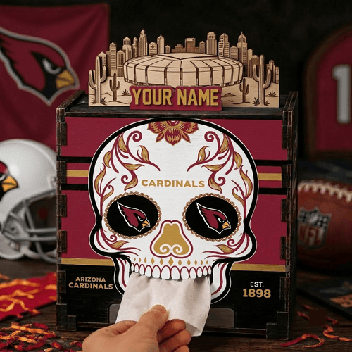 Arizona Cardinals NFL Personalized Wooden Tissue Box – Custom Name Gift