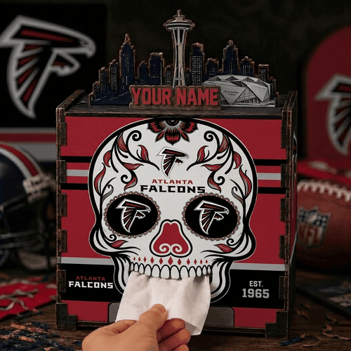 Atlanta Falcons NFL Personalized Wooden Tissue Box – Custom Name Gift