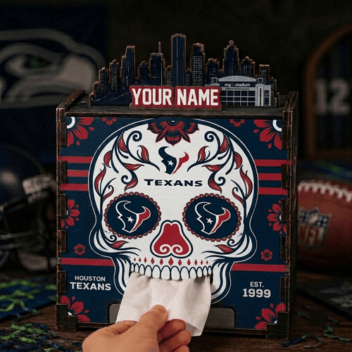 Houston Texans NFL Personalized Wooden Tissue Box – Custom Name Gift