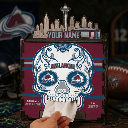 Colorado Avalanche NHL Personalized Wooden Tissue Box – Custom Name Gift