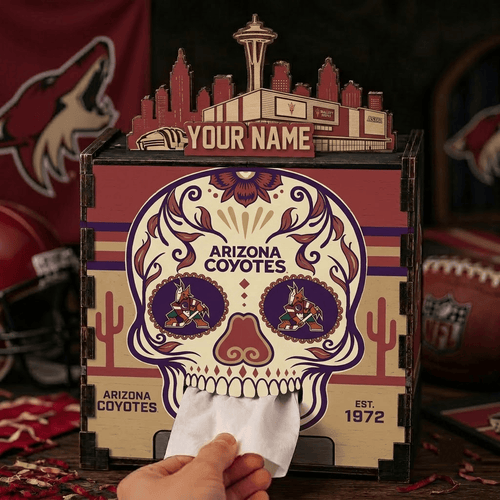 Arizona Coyotes NHL Personalized Wooden Tissue Box – Custom Name Gift
