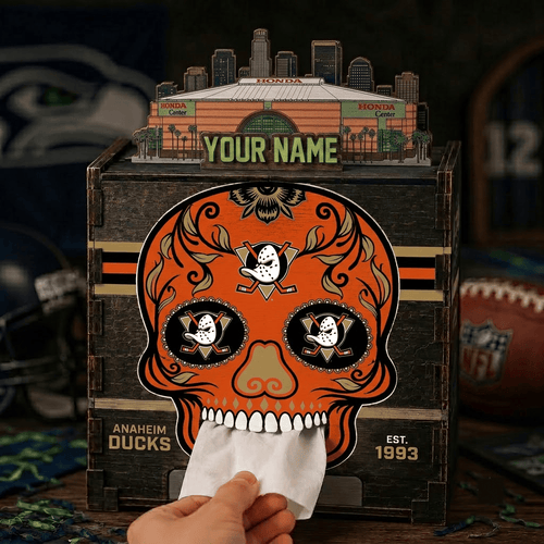 Anaheim Ducks NHL Personalized Wooden Tissue Box – Custom Name Gift