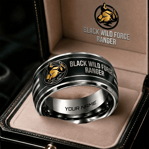 Black Wild Force Ranger Personalized Ring Gift