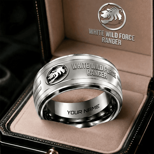 White Wild Force Ranger Personalized Ring Gift