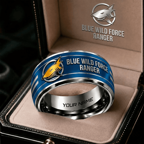 Blue Wild Force Ranger Personalized Ring Gift