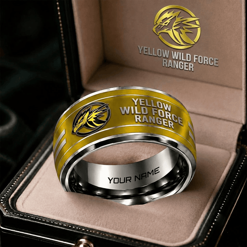 Yellow Wild Force Ranger Personalized Ring Gift