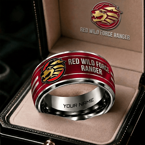 Red Wild Force Ranger Personalized Ring Gift
