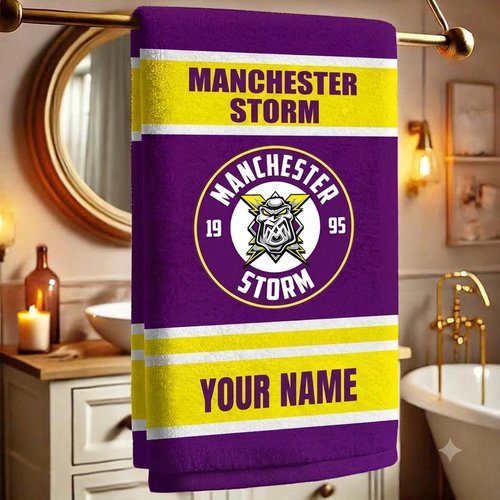 Manchester Storm EIHL Team Personalized Bath Towel Gift
