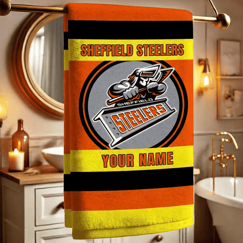 Sheffield Steelers EIHL Team Personalized Bath Towel Gift