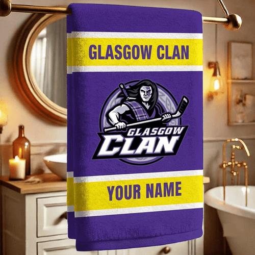 Glasgow Clan EIHL Team Personalized Bath Towel Gift