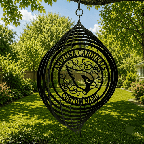 Arizona Cardinals NFL Metal Wind Spinner | Outdoor Hanging Decor | Laser Cut Metal Sign