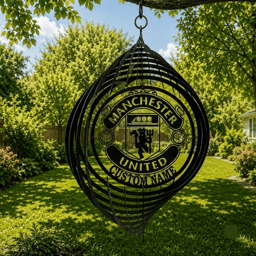 Manchester United EPL Metal Wind Spinner | Outdoor Hanging Decor | Laser Cut Metal Sign