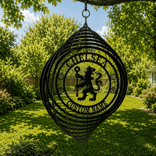 Chelsea EPL Metal Wind Spinner | Outdoor Hanging Decor | Laser Cut Metal Sign