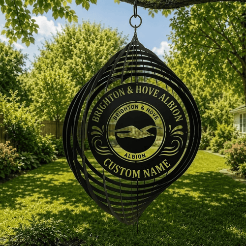 Brighton & Hove Albion EPL Metal Wind Spinner | Outdoor Hanging Decor | Laser Cut Metal Sign