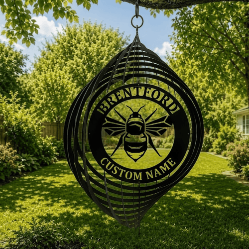 Brentford EPL Metal Wind Spinner | Outdoor Hanging Decor | Laser Cut Metal Sign