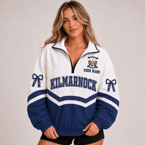 Kilmarnock Scottish Premiership New Woman Quarter Zip Jacket Custom Any Name For Girl Fan
