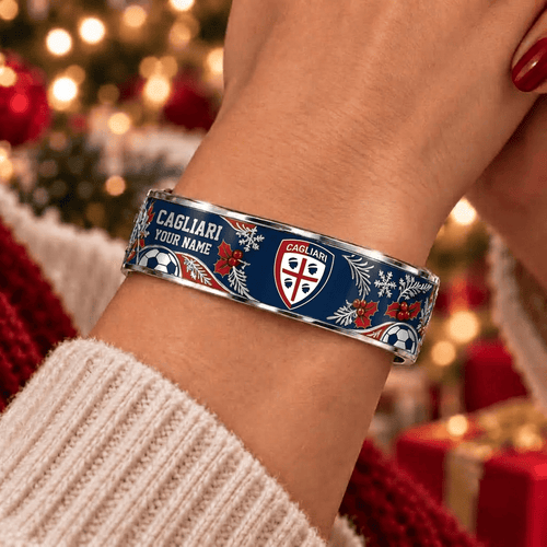 Cagliari Serie A Christmas Bracelet Custom Any Name Gifts For Fan