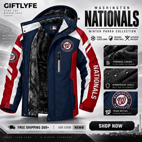 Washington Nationals MLB Waterproof Winter Parka Jacket