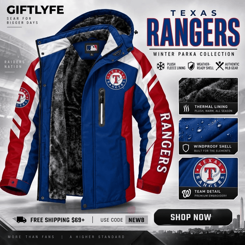 Texas Rangers MLB Waterproof Winter Parka Jacket
