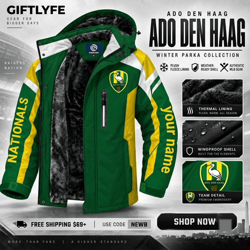 ADO Den Haag Eredivisie Waterproof Winter Parka Jacket