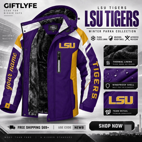 LSU Tigers NCAA Waterproof Winter Parka Jacket