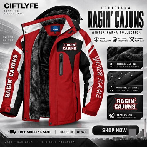 Louisiana Ragin' Cajuns NCAA Waterproof Winter Parka Jacket