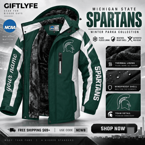 Michigan State Spartans NCAA Waterproof Winter Parka Jacket