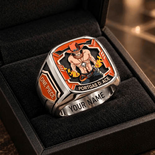 Portgas D. Ace One Piece Custom Fan Ring Print Style 3
