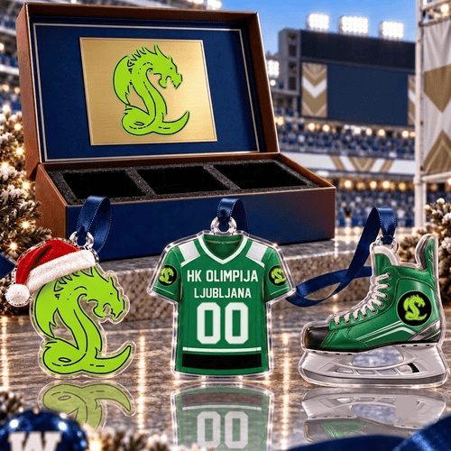 HK Olimpija Ljubljana ICEHL Team Full Set 3 Acrylic Ornament