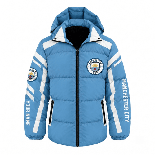 Manchester City EPL Waterproof Thickened Down Jacket Custom Name
