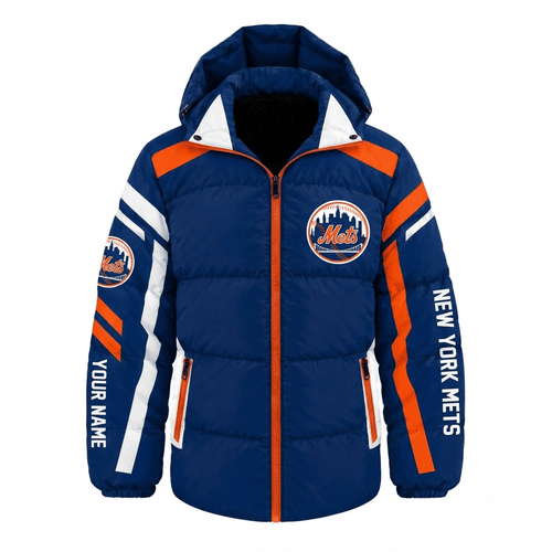 New York Mets MLB Waterproof Thickened Down Jacket Custom Name