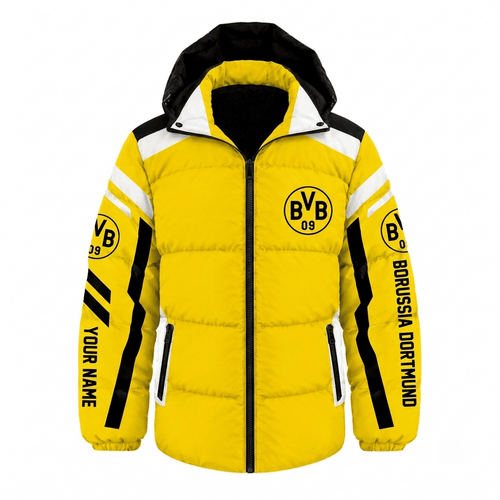 Borussia Dortmund Bundesliga Waterproof Thickened Down Jacket Custom Name