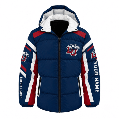Liberty Flames NCAA Waterproof Thickened Down Jacket Custom Name