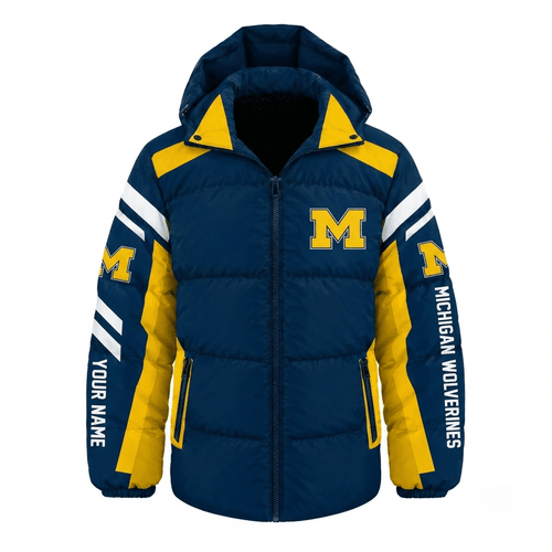 Michigan Wolverines NCAA Waterproof Thickened Down Jacket Custom Name