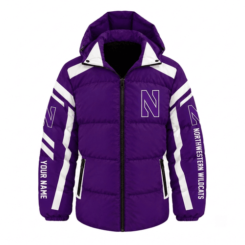 Northwestern Wildcats NCAA Waterproof Thickened Down Jacket Custom Name