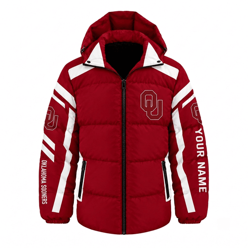 Oklahoma Sooners NCAA Waterproof Thickened Down Jacket Custom Name