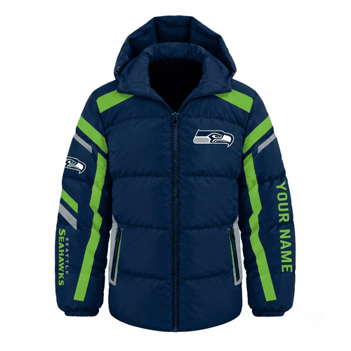 Seattle Seahawks NFL Waterproof Thickened Down Jacket Custom Name