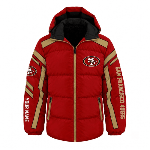 San Francisco 49ers NFL Waterproof Thickened Down Jacket Custom Name