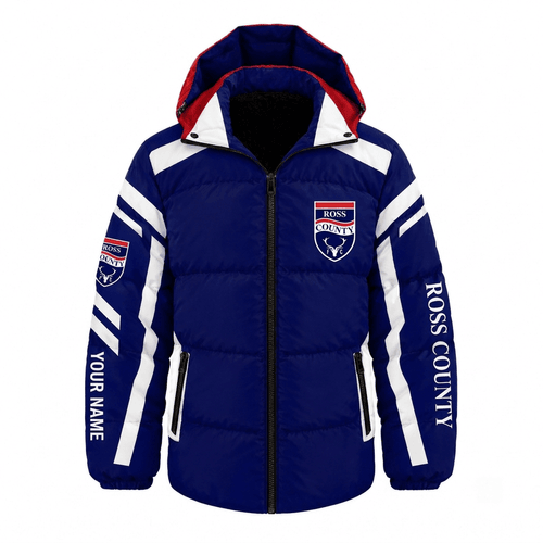 Ross County Scottish Premership Waterproof Thickened Down Jacket Custom Name