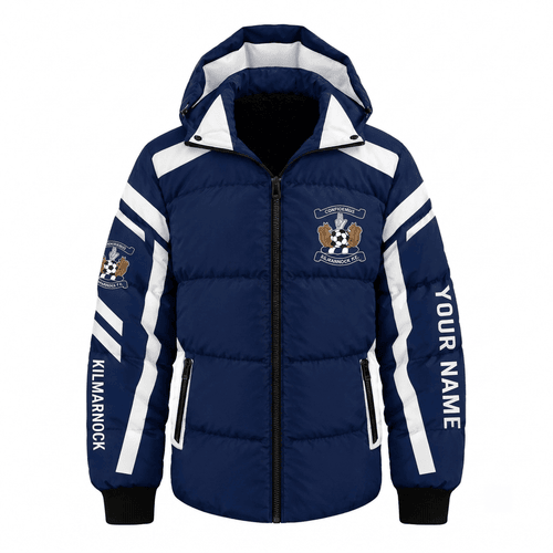 Kilmarnock Scottish Premership Waterproof Thickened Down Jacket Custom Name