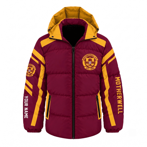 Motherwell Scottish Premership Waterproof Thickened Down Jacket Custom Name