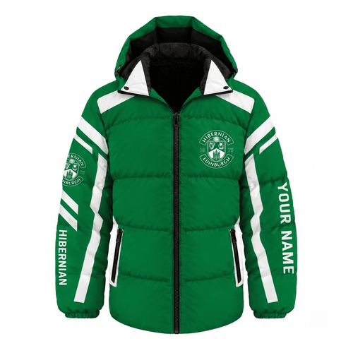 Hibernian Scottish Premership Waterproof Thickened Down Jacket Custom Name