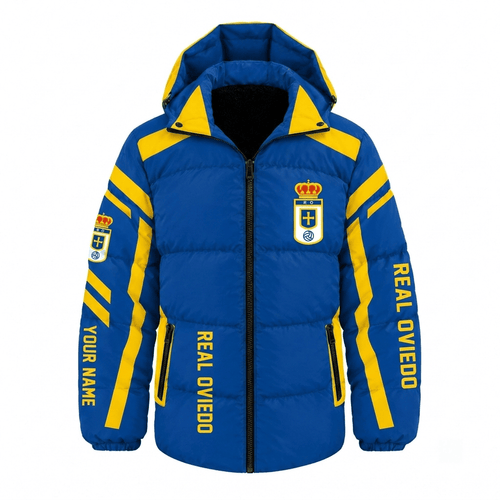Real Oviedo La Liga Waterproof Thickened Down Jacket Custom Name