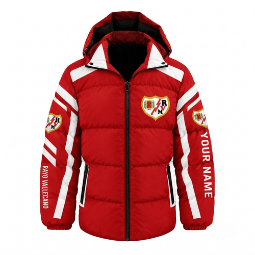 Rayo Vallecano La Liga Waterproof Thickened Down Jacket Custom Name