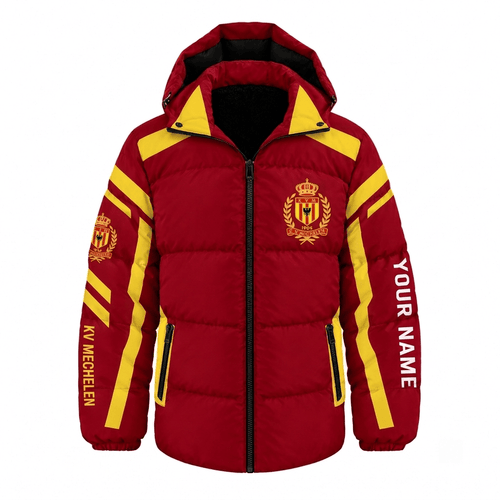 KV Mechelen Belgian Pro League Waterproof Thickened Down Jacket Custom Name