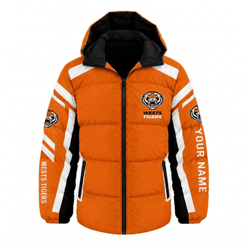 Wests Tigers NRL Waterproof Thickened Down Jacket Custom Name